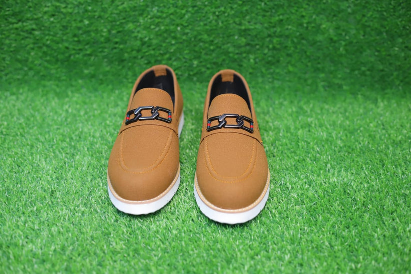 Camel Luxury Moccasins for Men - Genuine Leather, Soft Bottom, Lightweight & Casual with Luxury Buckle